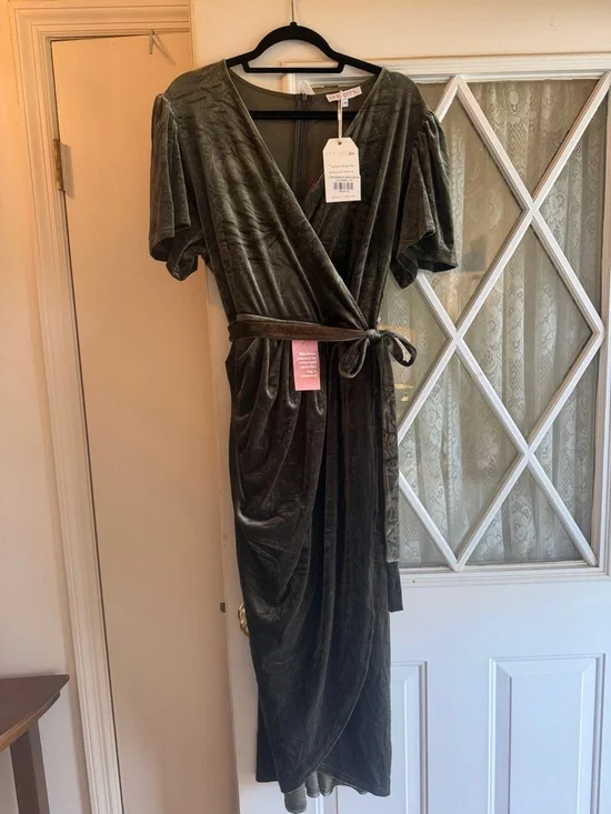 NWT Ivy City Co Olive “Lillie” Velvet Dress - Picture 2 of 4